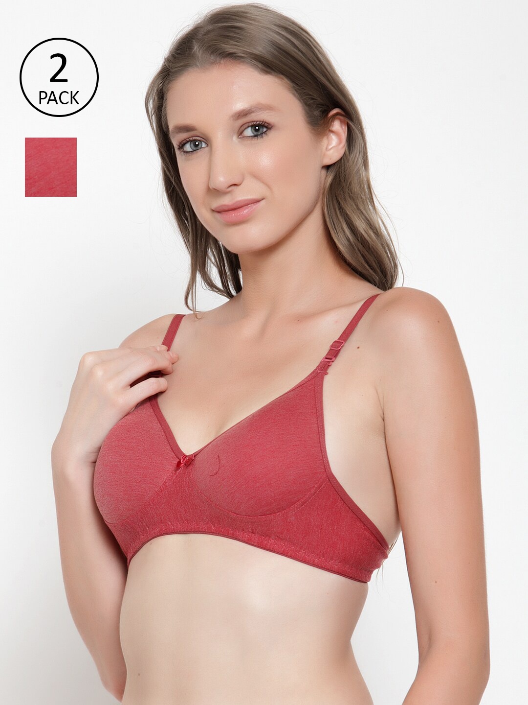 

Innocence Pack of 2 Lightly Padded Everyday Bra BBAPLIN90820_28B, Maroon