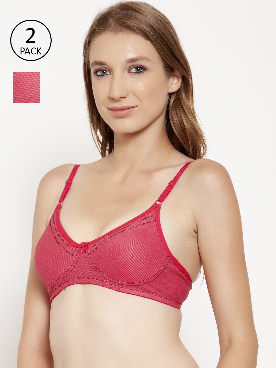 

Innocence Pack Of 2 Fuchsia Solid Everyday Bras - Wireless Non-Padded