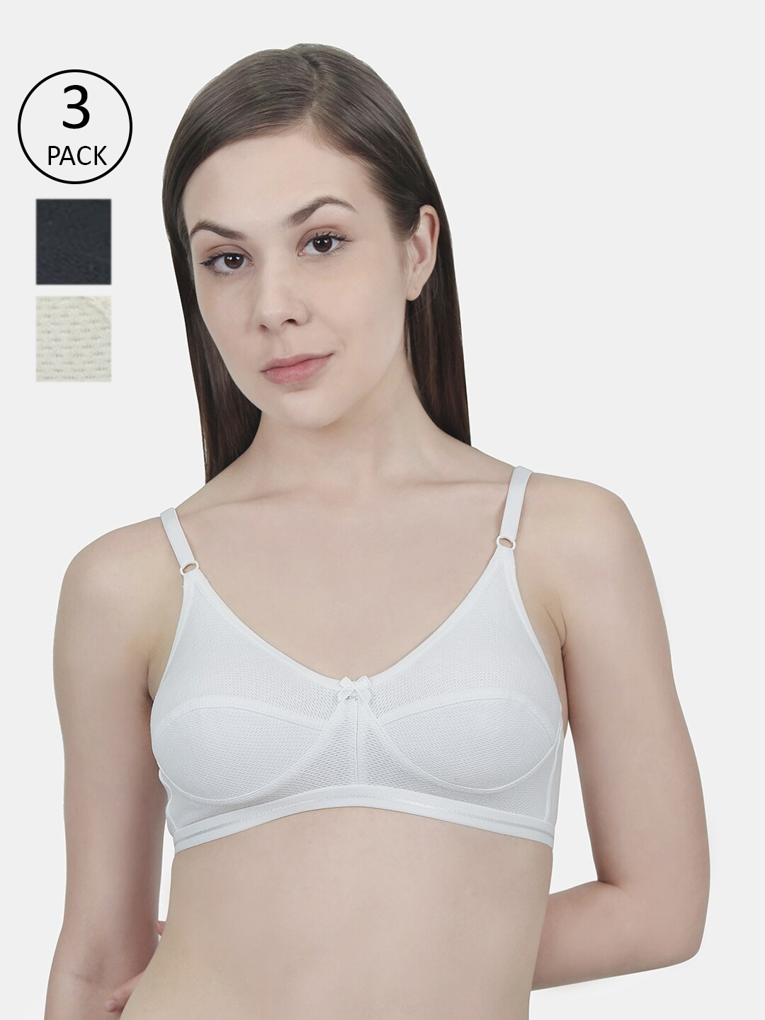 

Innocence Pack of 3 Non Wired Full Coverage Non Padded Everyday Bra, White