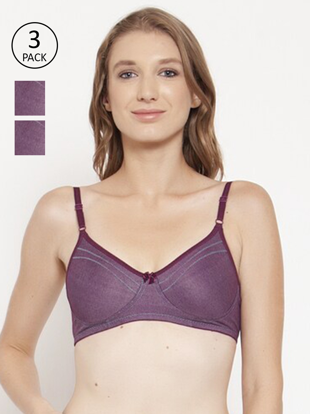 

Innocence Pack of 3 Purple Cotton T-Shirt Bra