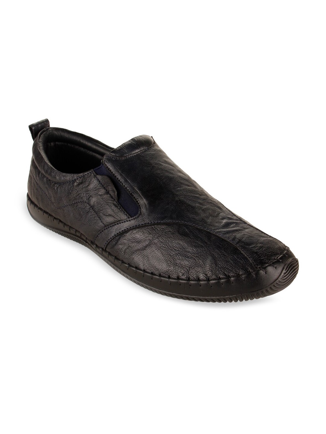 

Regal Men Black Textured Leather Slip-On Sneakers