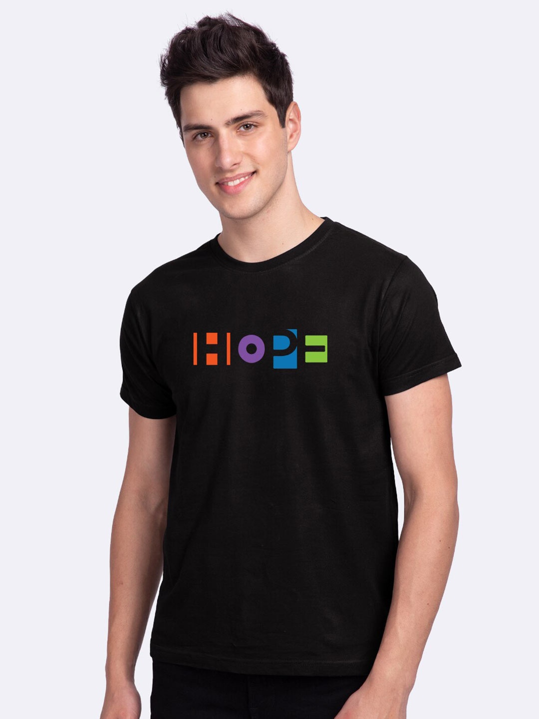 

Bewakoof Men Black Typography Printed Pure Cotton T-shirt