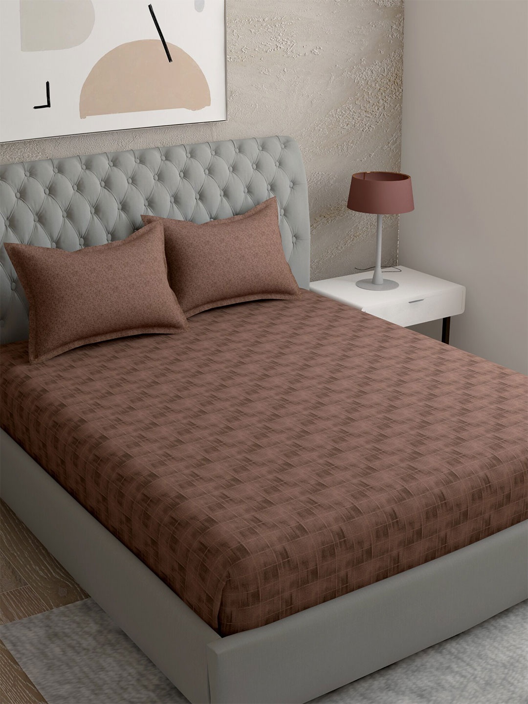 

EverHOME Brown 210 TC Cotton King Bedsheet with 2 Pillow Covers