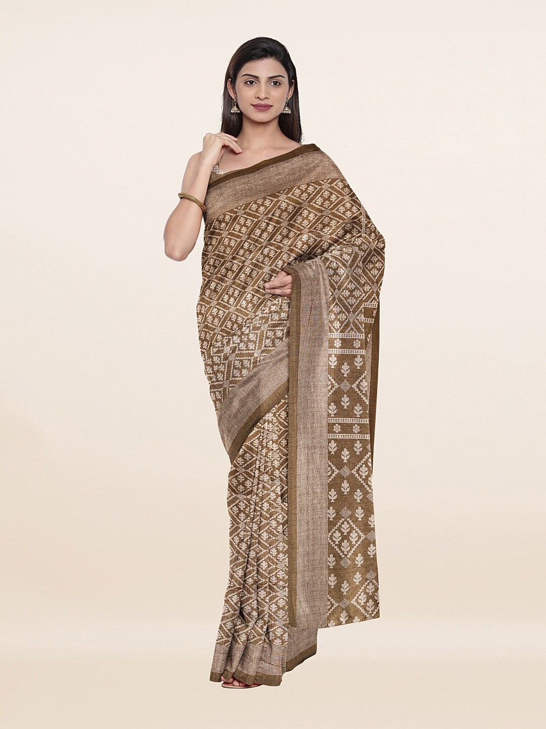 

Pothys Tan Floral Saree