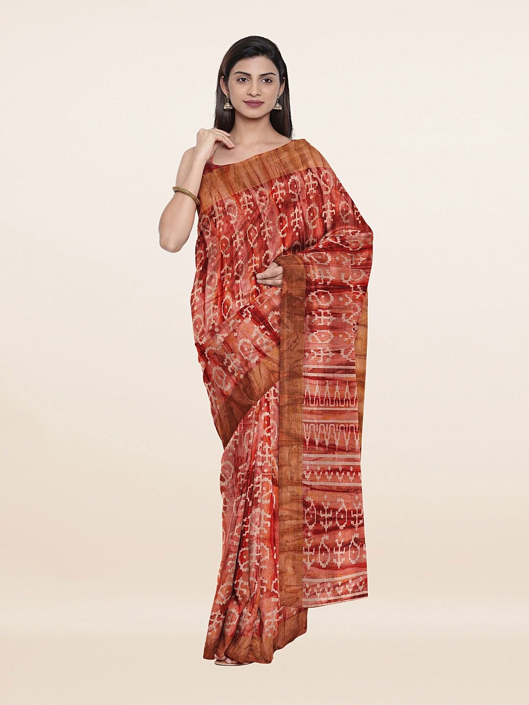

Pothys Rust & Cream-Coloured Ethnic Motifs Printed Saree