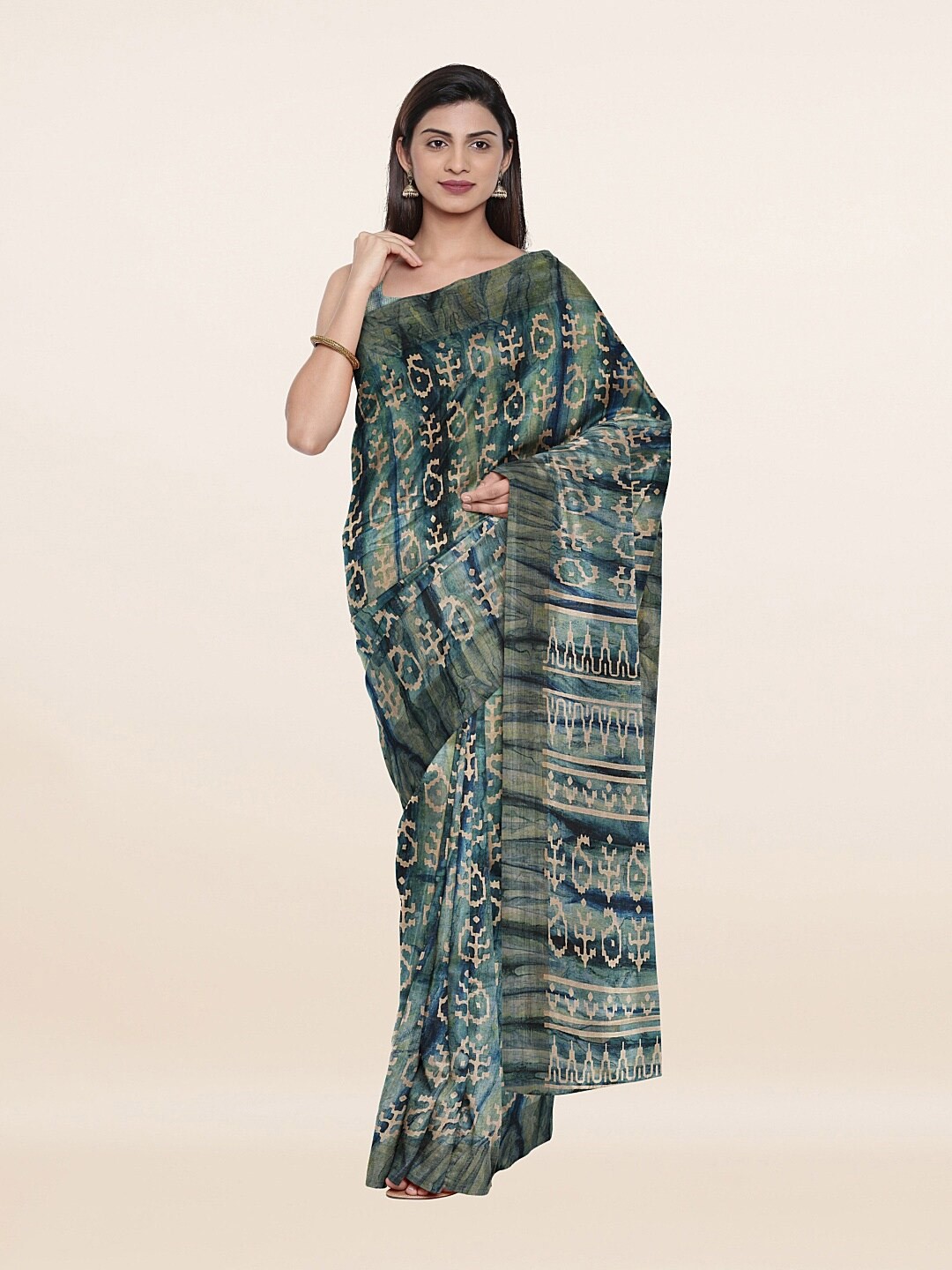 

Pothys Blue & Beige Printed Saree