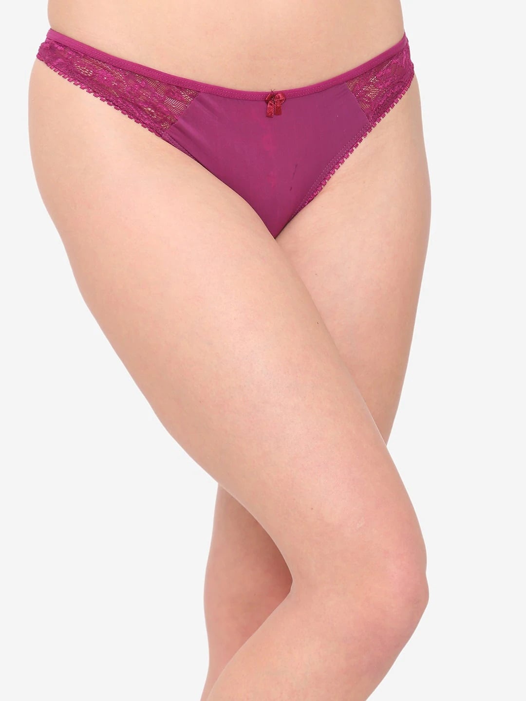 

HAPSELL Women Maroon Lace Floral Mid Rise Cotton Thongs