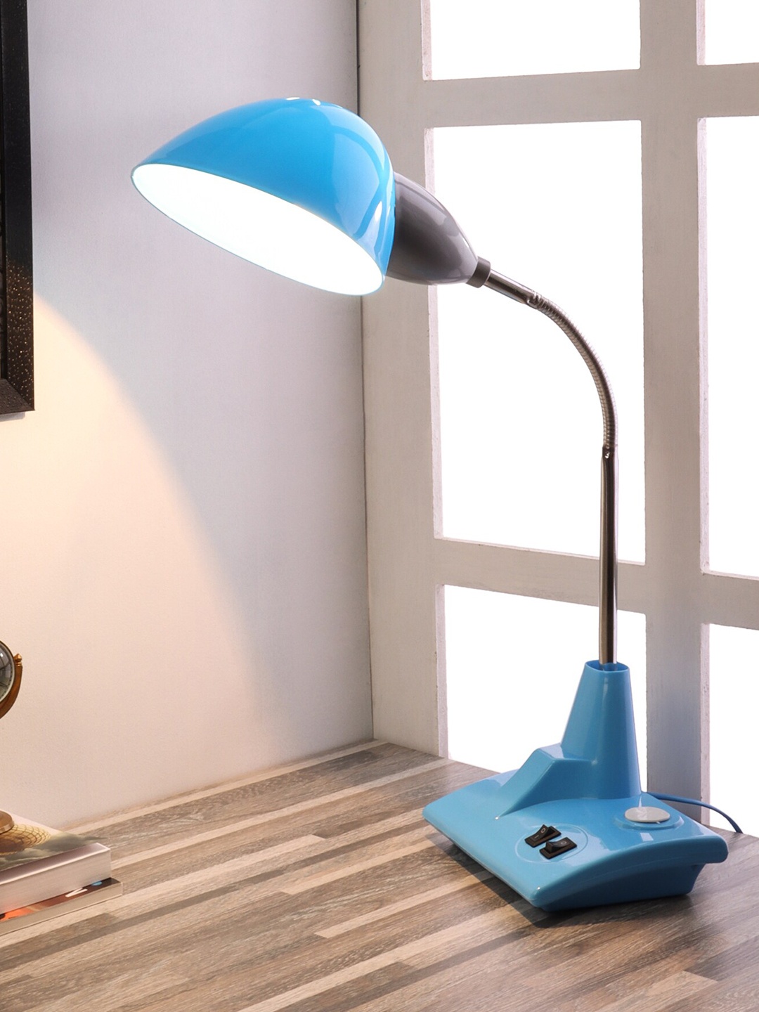 

BEVERLY STUDIO Blue & Grey Metal Bell Shaped Quirky Study Lamp