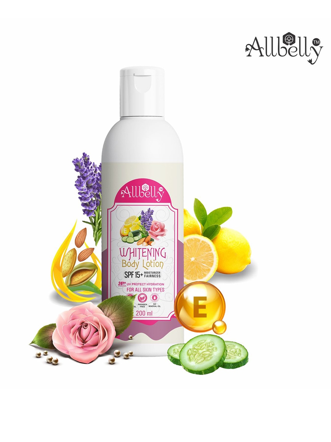 

ALLBELLY Almond Oil & Vitamin E Body Lotion 200ml, White