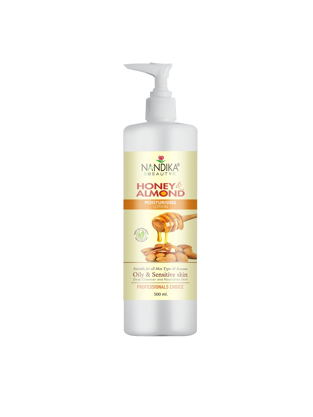 

NANDIKA BEAUTY Honey & Almond Moisturising Lotion for All Skin Types - 500 ml, White