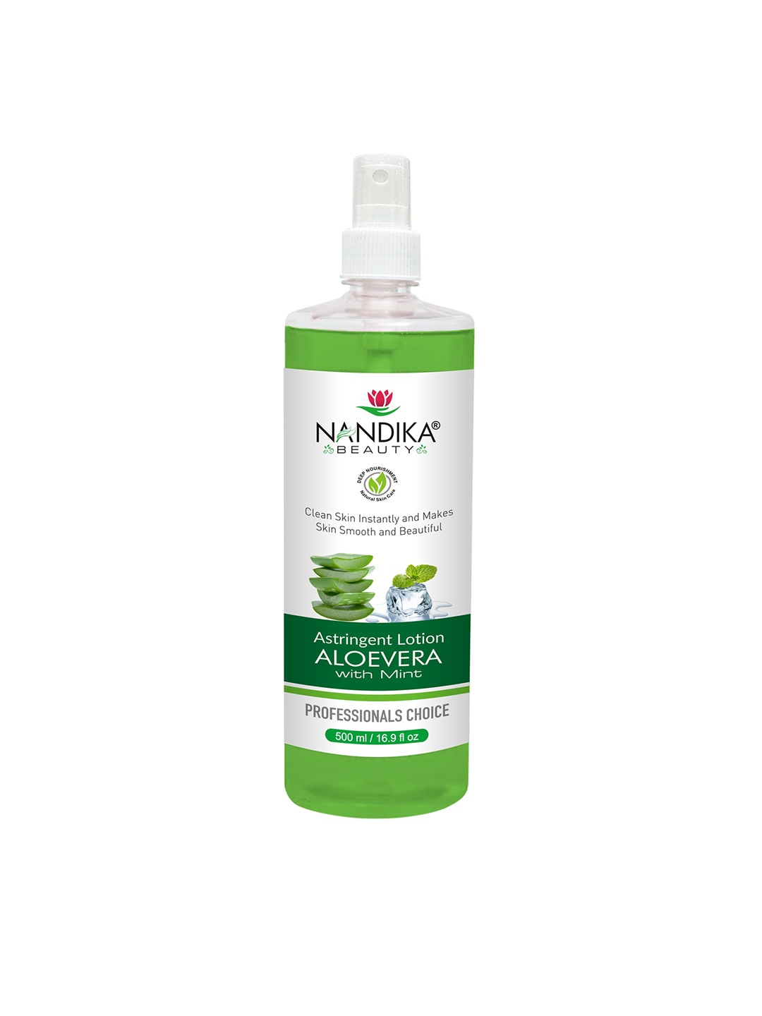

NANDIKA BEAUTY Astringent Aloe Vera Lotion with Mint 500 ml, Green