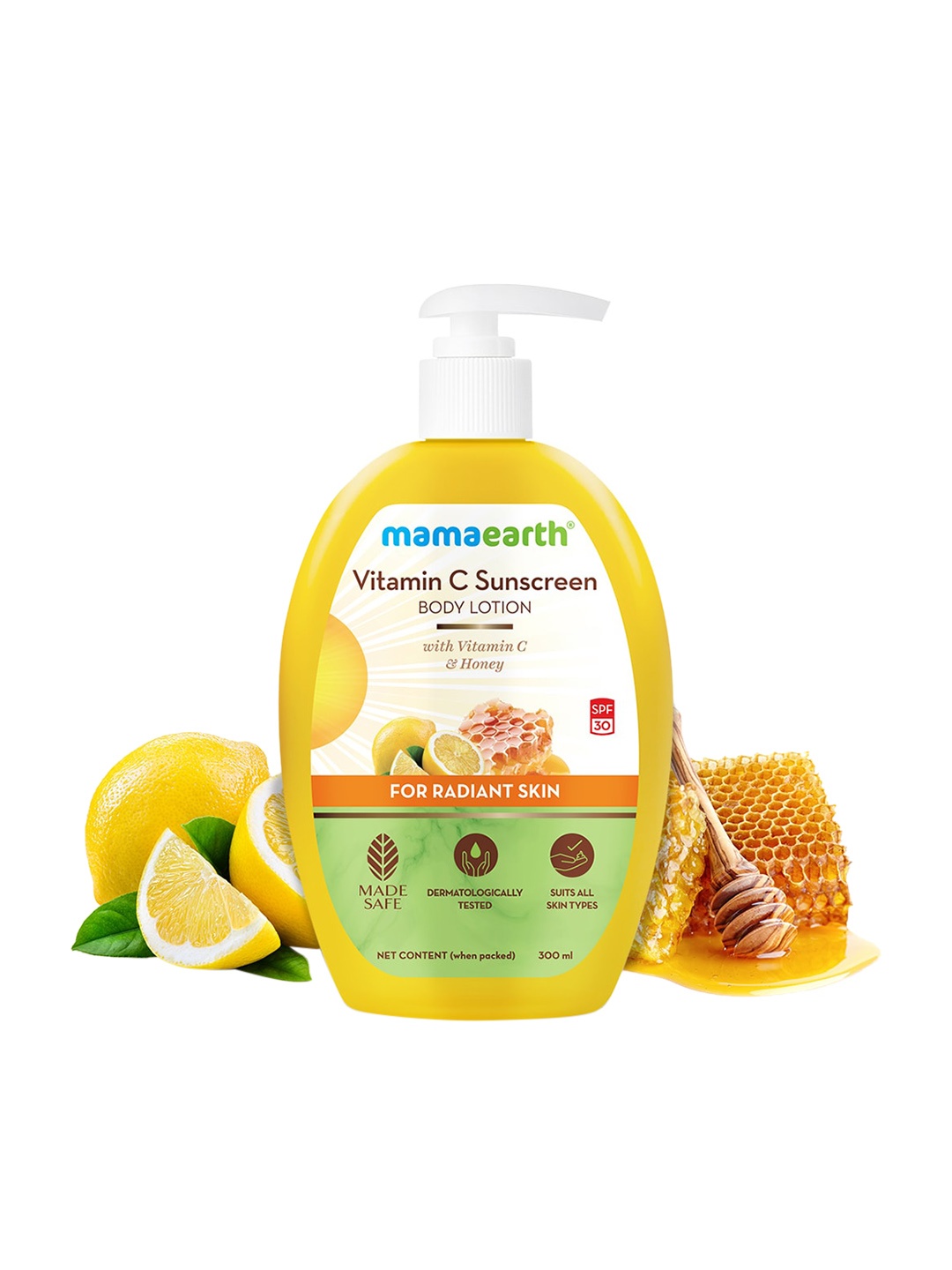 

Mamaearth Vitamin C SPF 30 Sunscreen Body Lotion with Honey & Carrot Seed - 300 ml, White