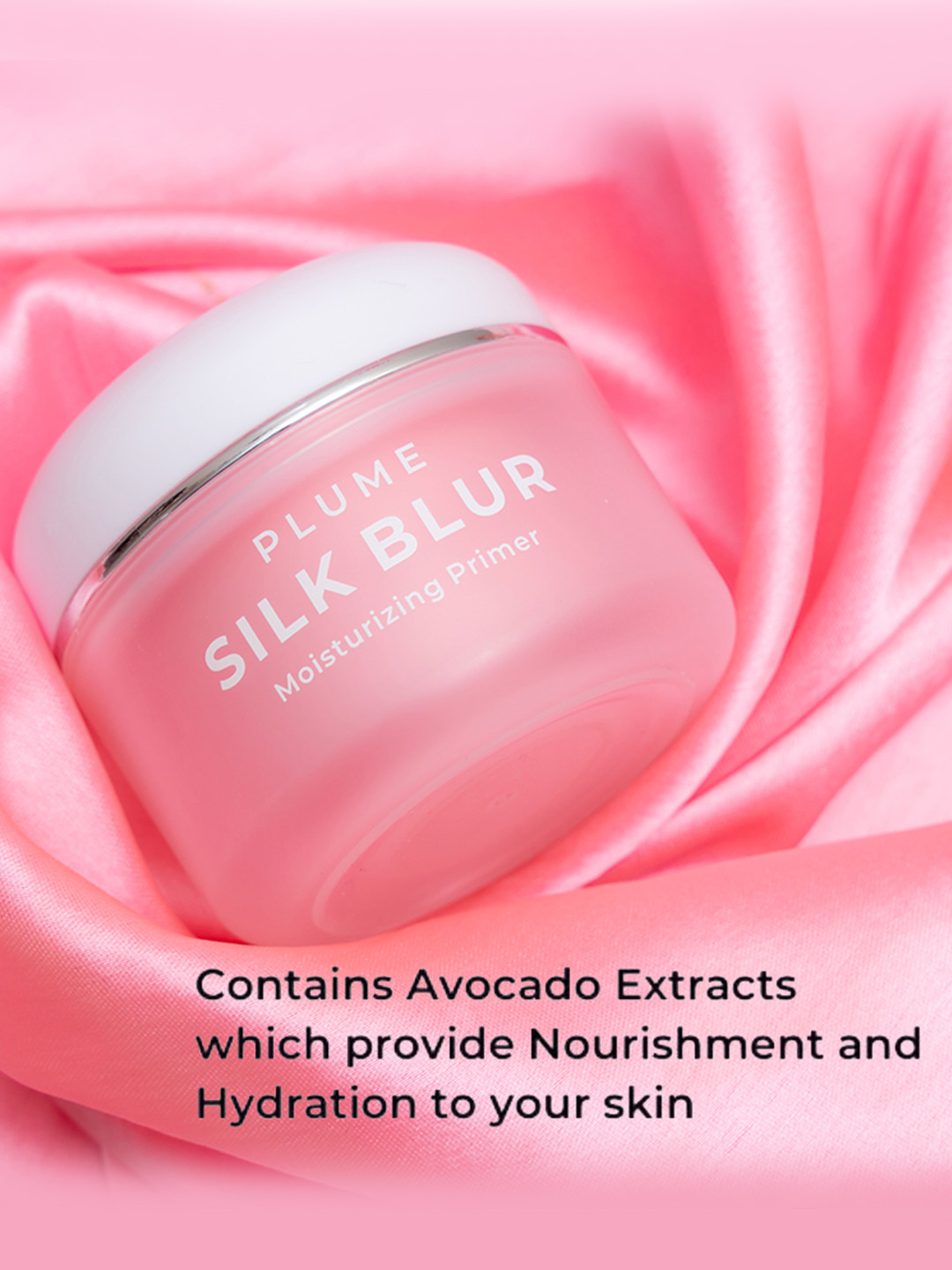 

Plume Silk Blur Moisturising Face Primer with Hyaluronic Acid & Avocado Extracts - 50g, Pink