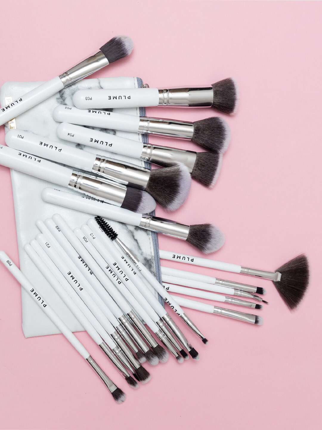 

Plume Professional Makeup Brushes Set of 23 - White