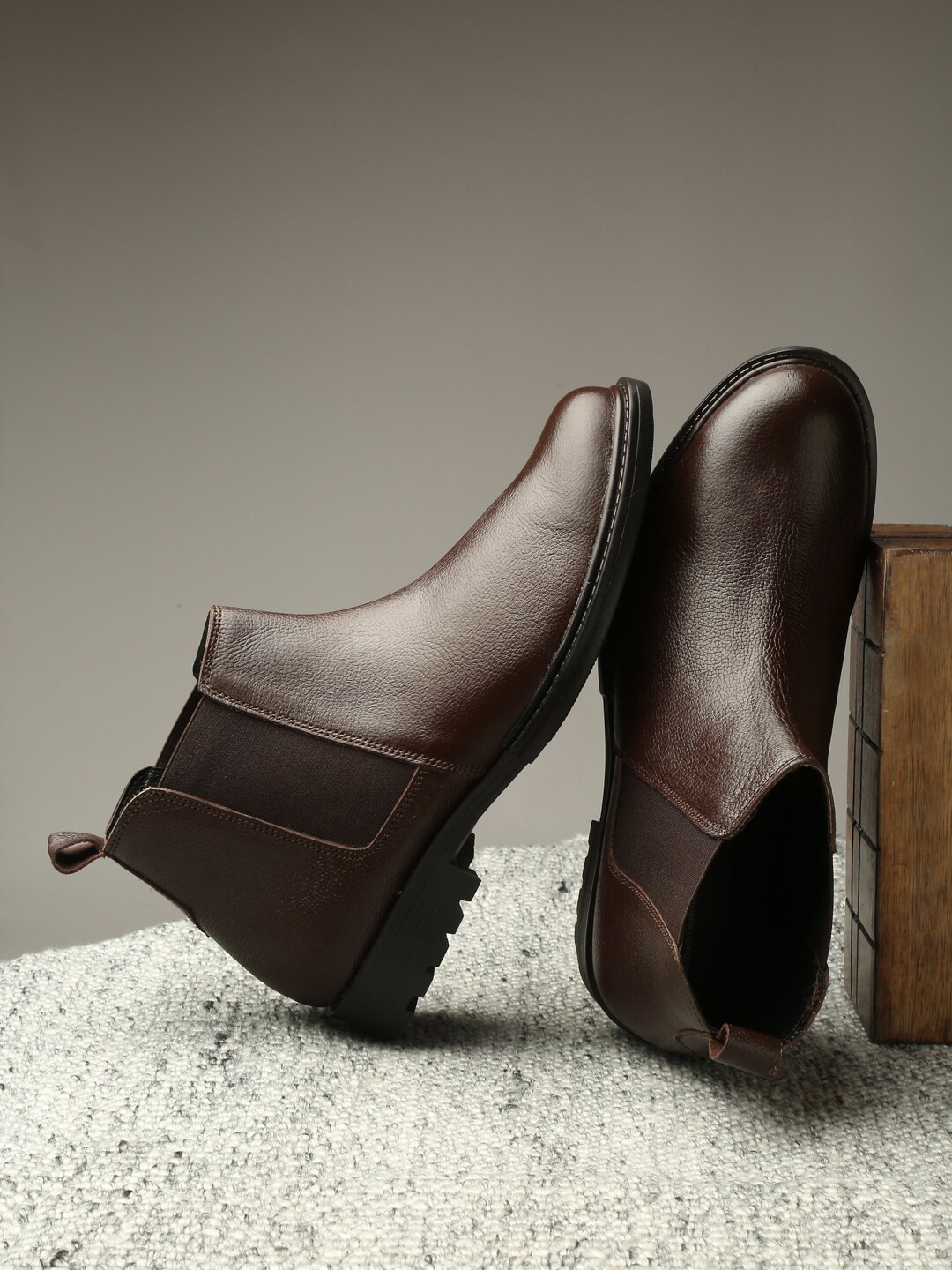 

LOUIS STITCH Men Brown Leather High-Top Driving Shoes