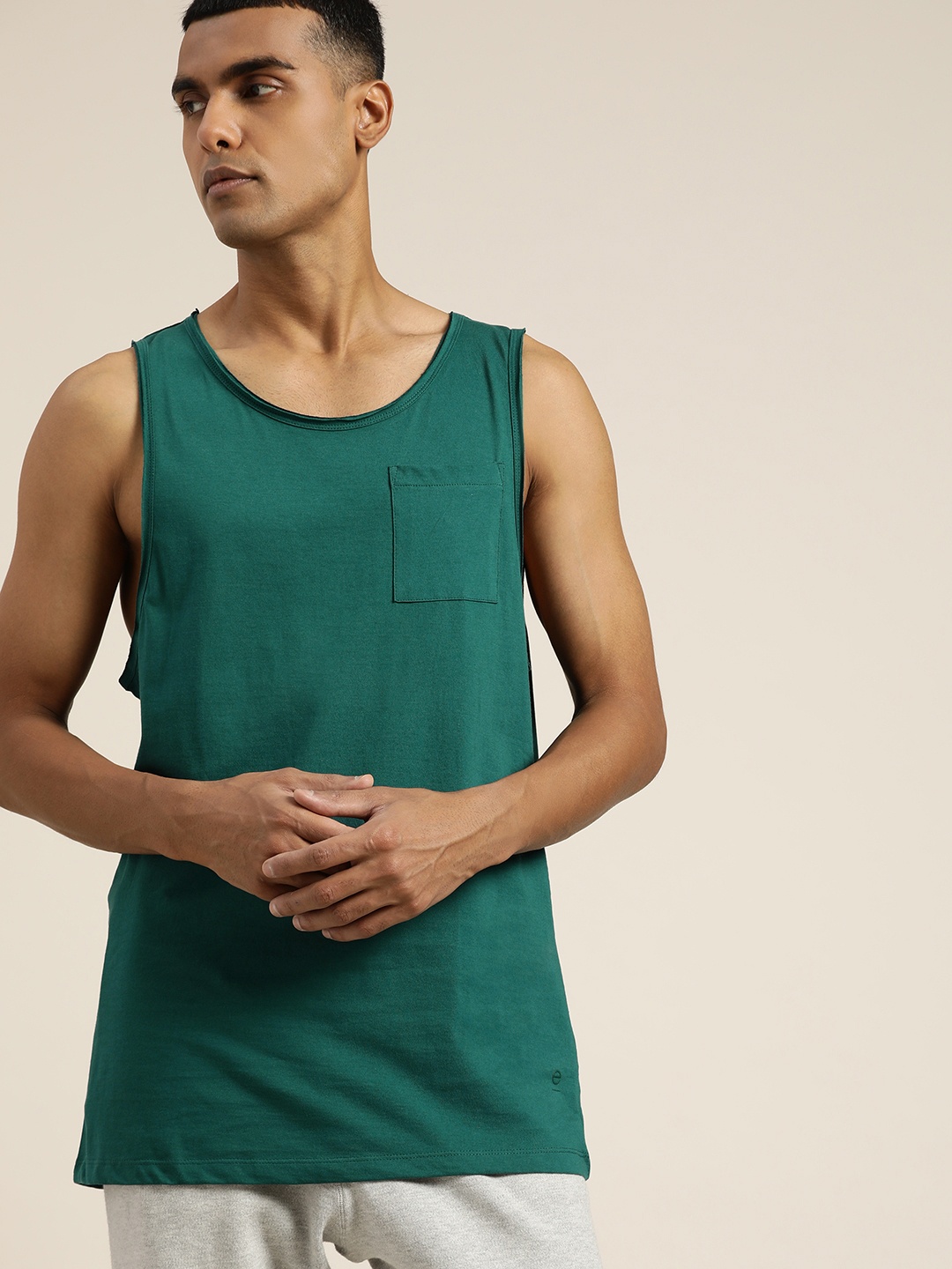 

ether Men Green Pure Cotton T-shirt