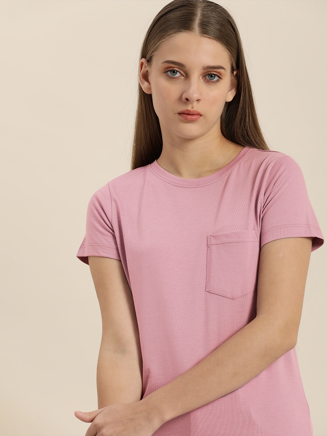 

ether Women Mauve Solid T-shirt