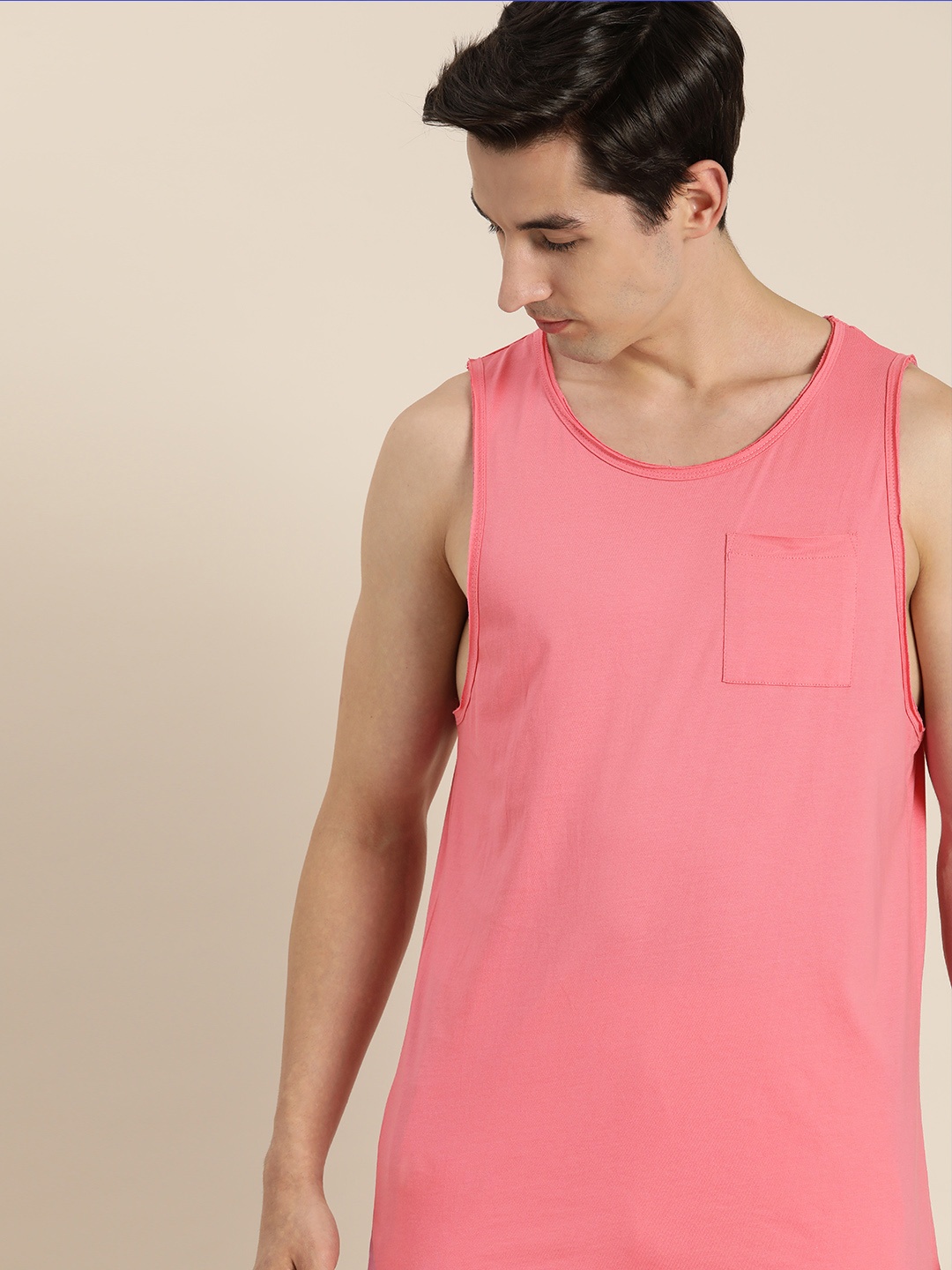 

ether Men Pink Pure Cotton T-shirt