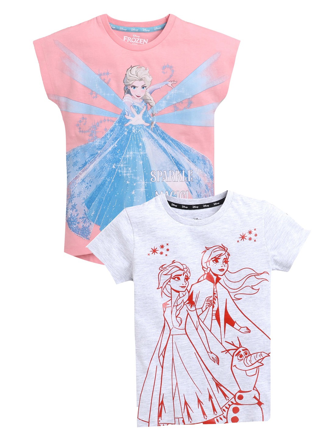 

KINSEY Girls Pink & White Set of 2 Printed Cotton T-shirts