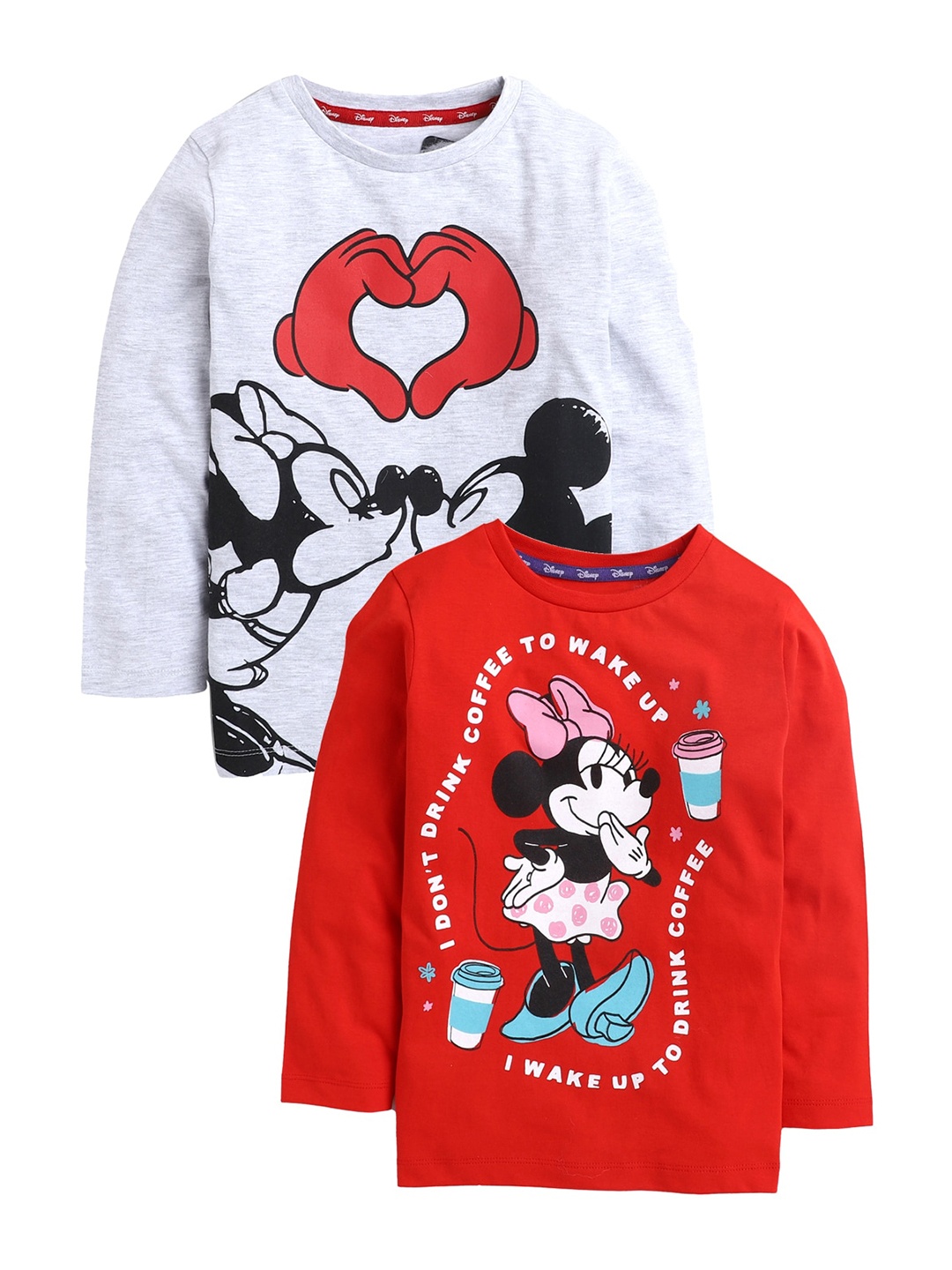 

KINSEY Girls Grey Melange & Red Minnie Mouse Printed T-shirt