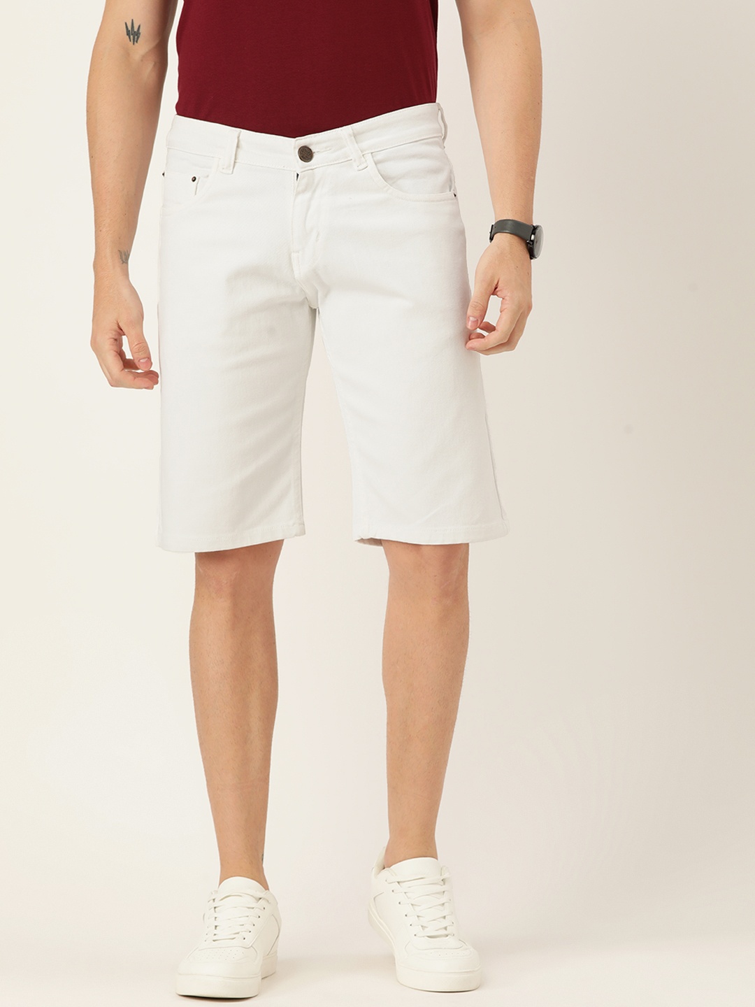 

PARIS HAMILTON Men White Washed Denim Shorts