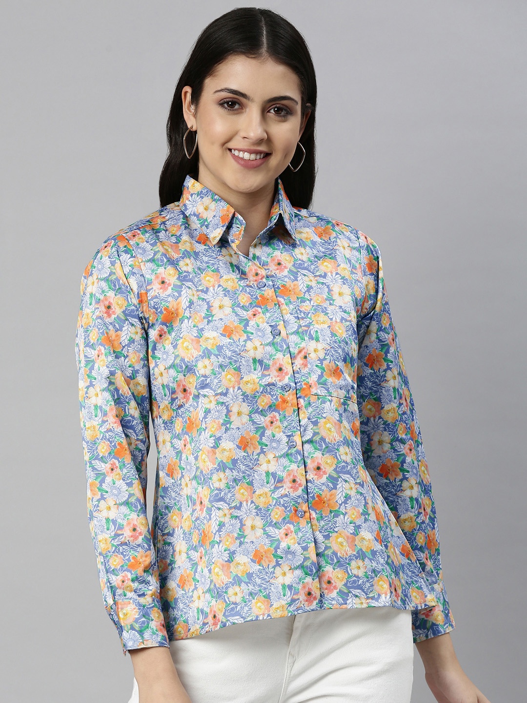 

Emmyrobe Women Blue & Pink Floral Printed Casual Shirt