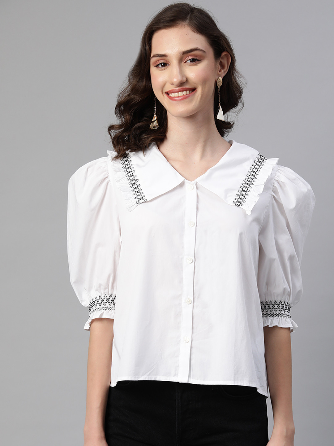 

I AM FOR YOU Women White Boxy Fit Pure Cotton Casual Shirt