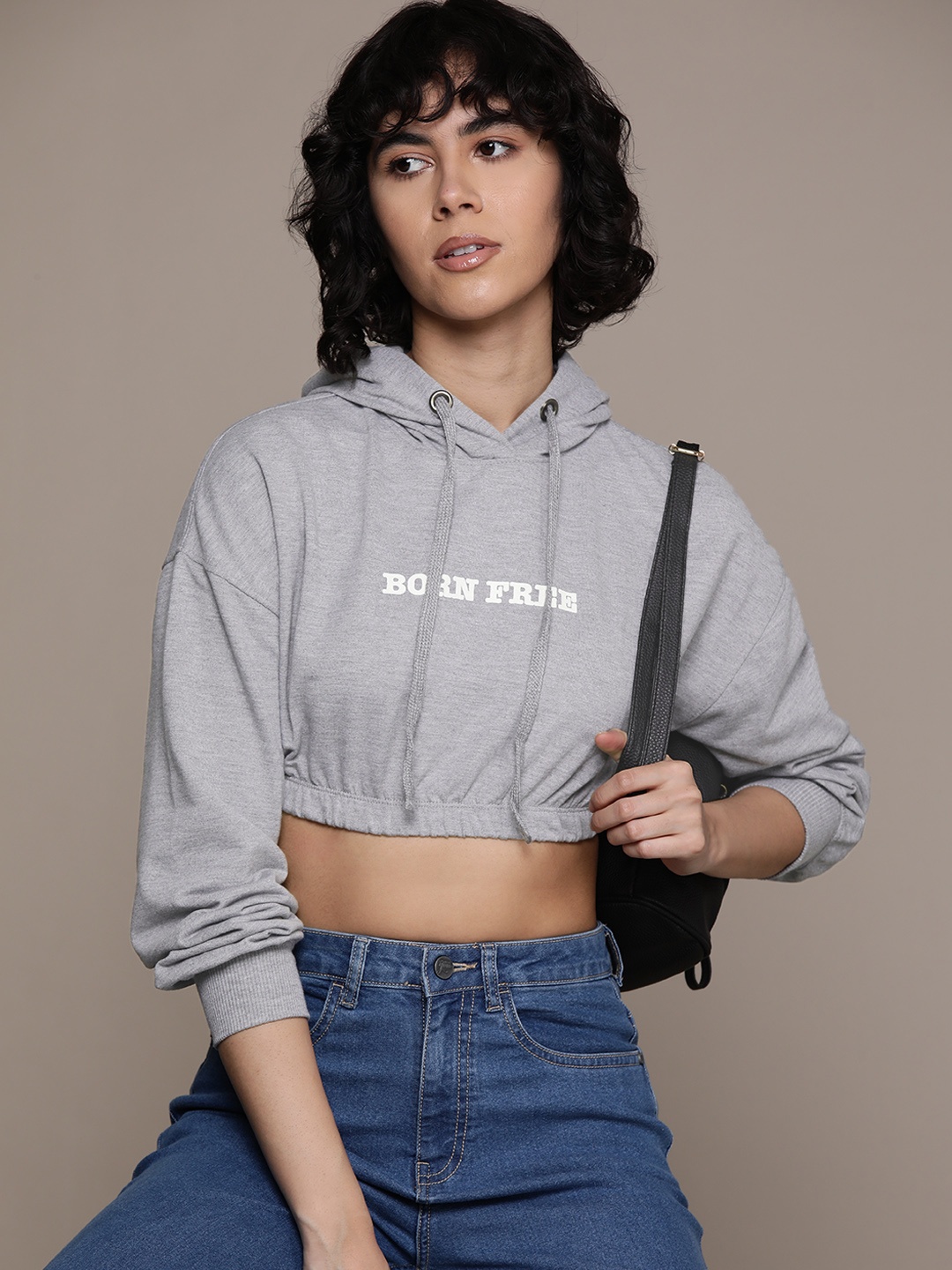 

The Roadster Lifestyle Co. Hooded Crop Sweatshirt, Grey
