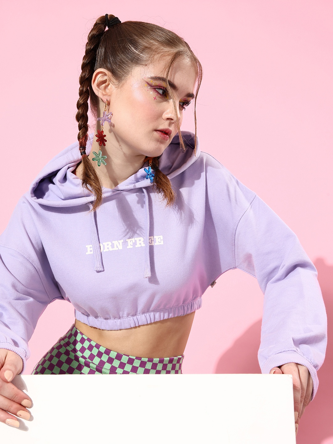 

Roadster Women Lavender Typography Super Cropped Sweatshirt