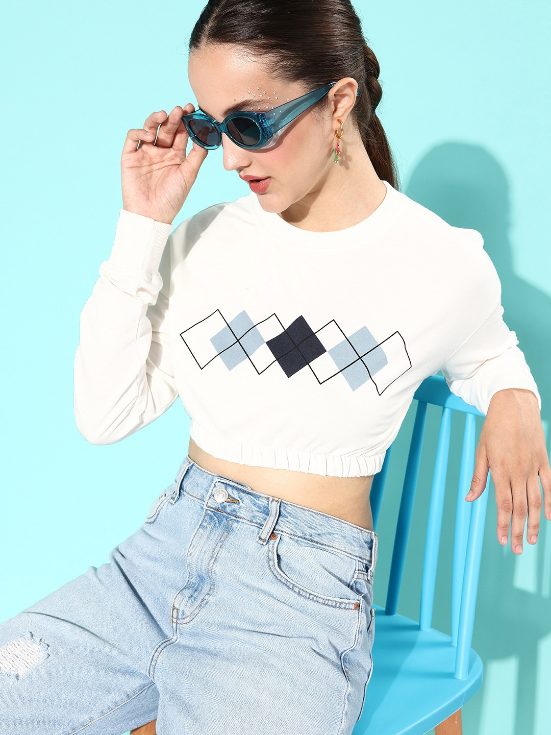 

Roadster Women Classic White Geometric Christmas - Argyle/ Fair Isle Sweatshirt