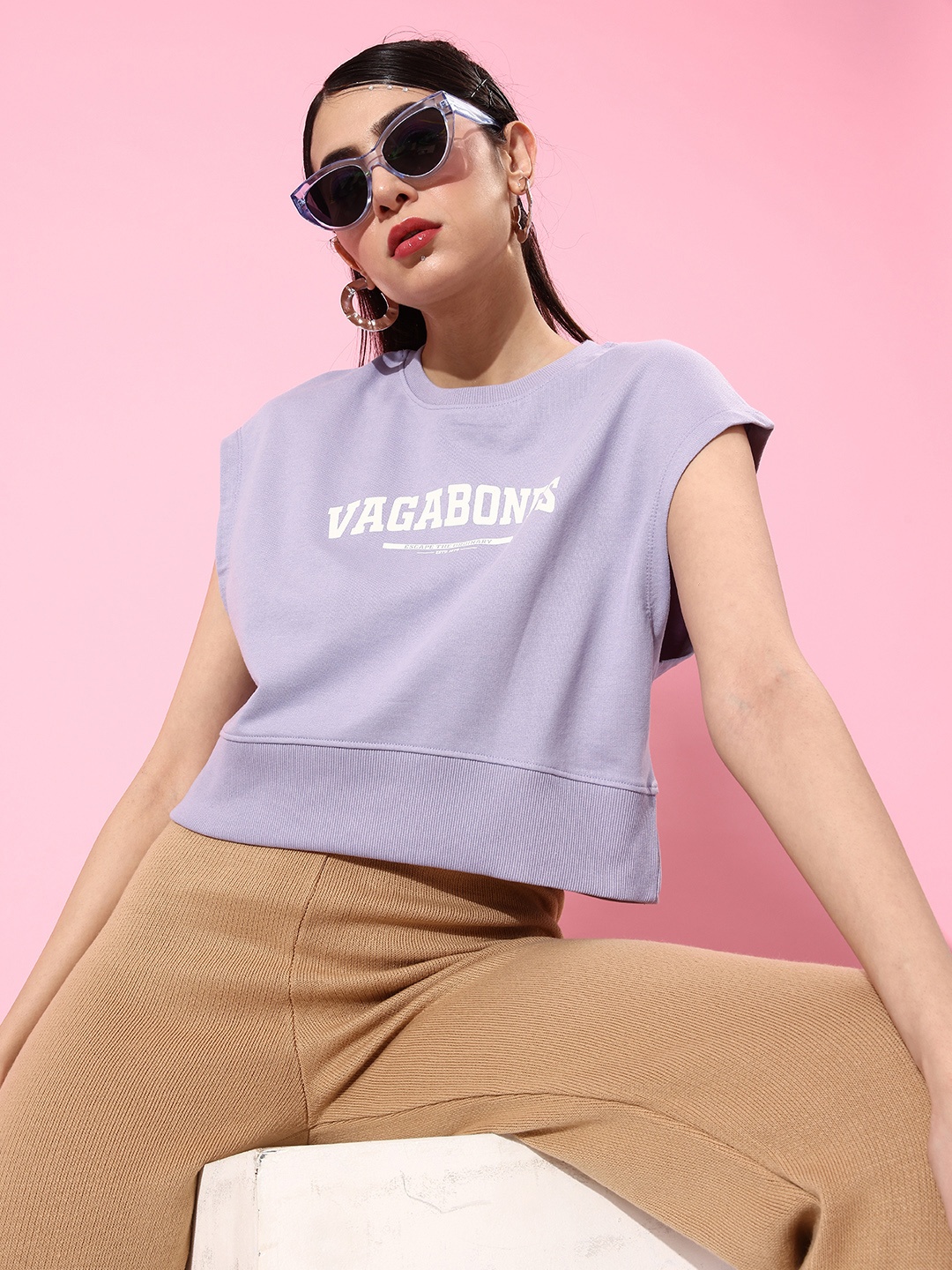 

Roadster Women Lavender Typography Knits Bits Sweatshirt