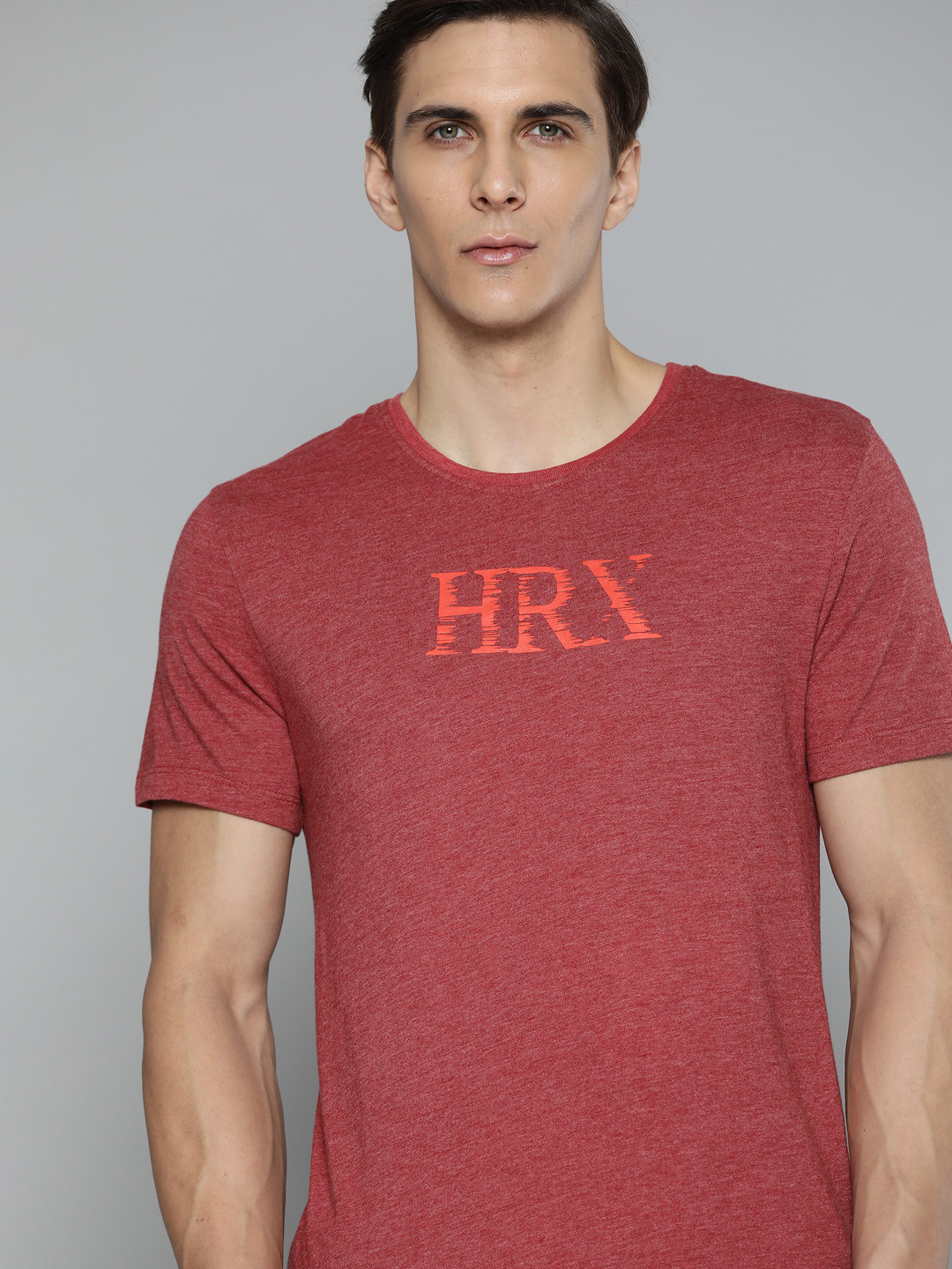

HRX By Hrithik Roshan Lifestyle Men Marron Mel Bio-Wash Brand Carrier Tshirts, Maroon