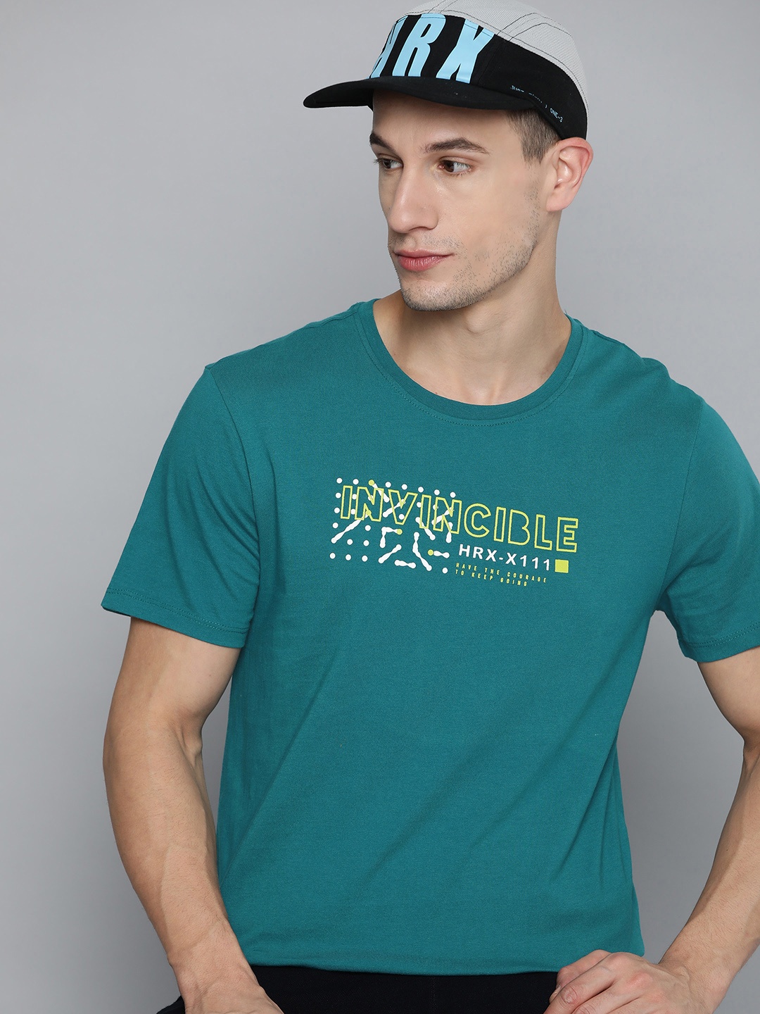 

HRX By Hrithik Roshan Lifestyle Men Petrol Bio-Wash Typography T-shirt, Teal