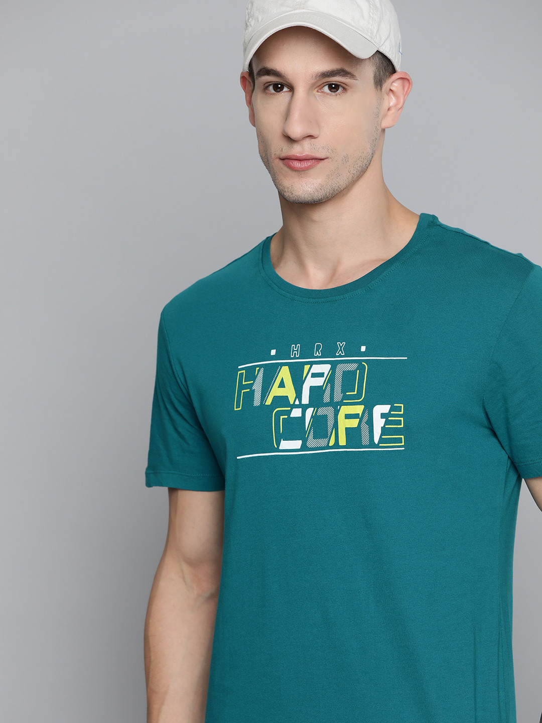 

HRX By Hrithik Roshan Lifestyle Men Petrol Bio-Wash Typography T-shirt, Teal