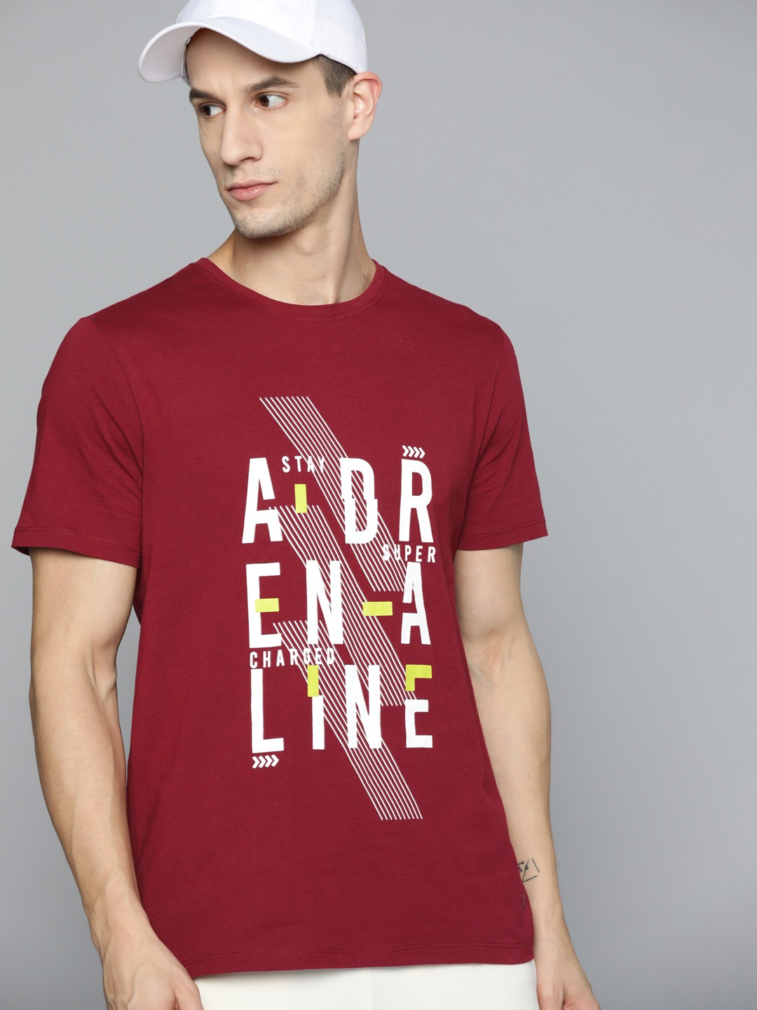

HRX By Hrithik Roshan Lifestyle Men Marron Bio-Wash Typography T-shirts, Maroon
