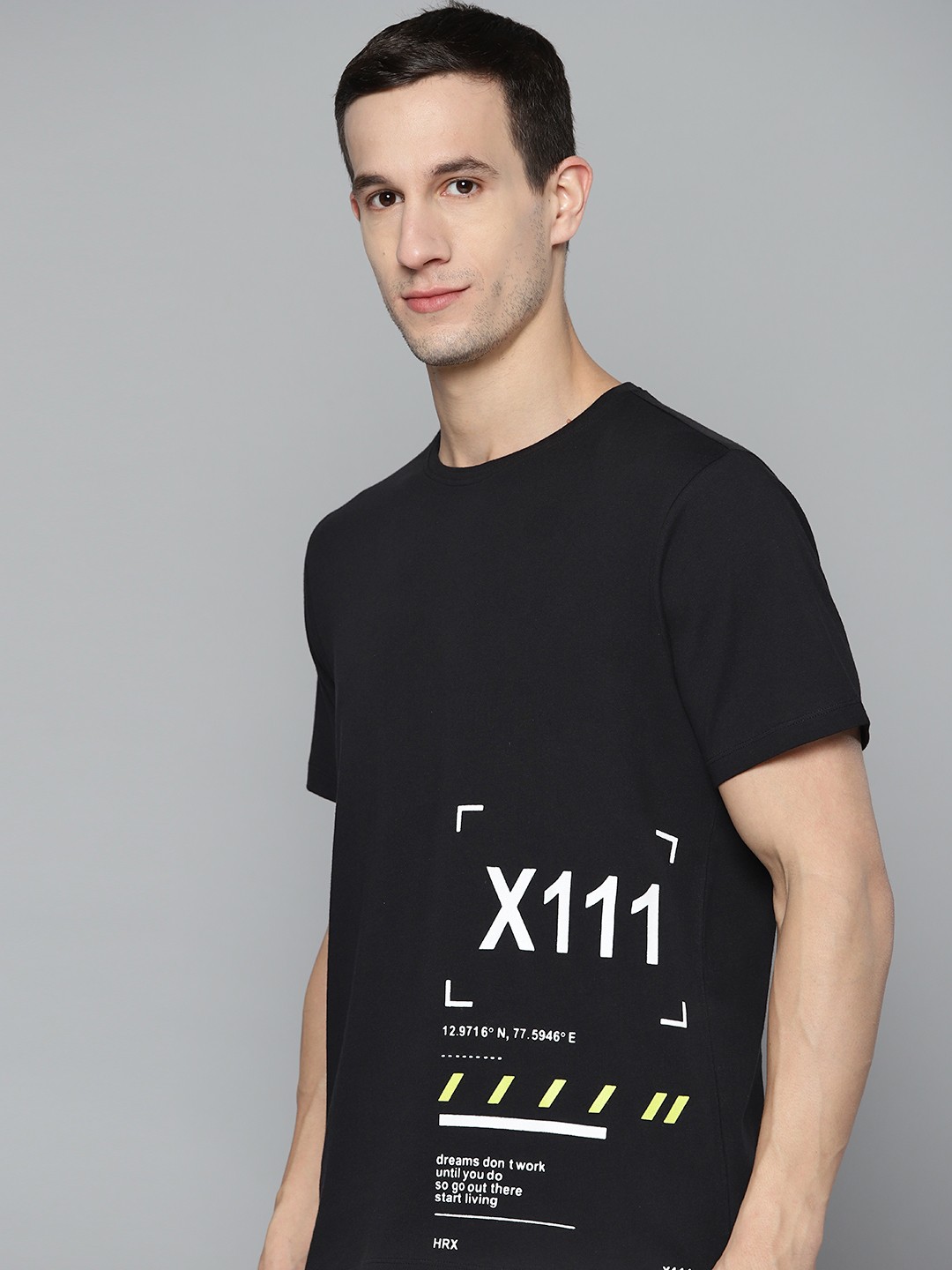 

HRX By Hrithik Roshan Lifestyle Men Jet Black Bio-Wash Typography Tshirts