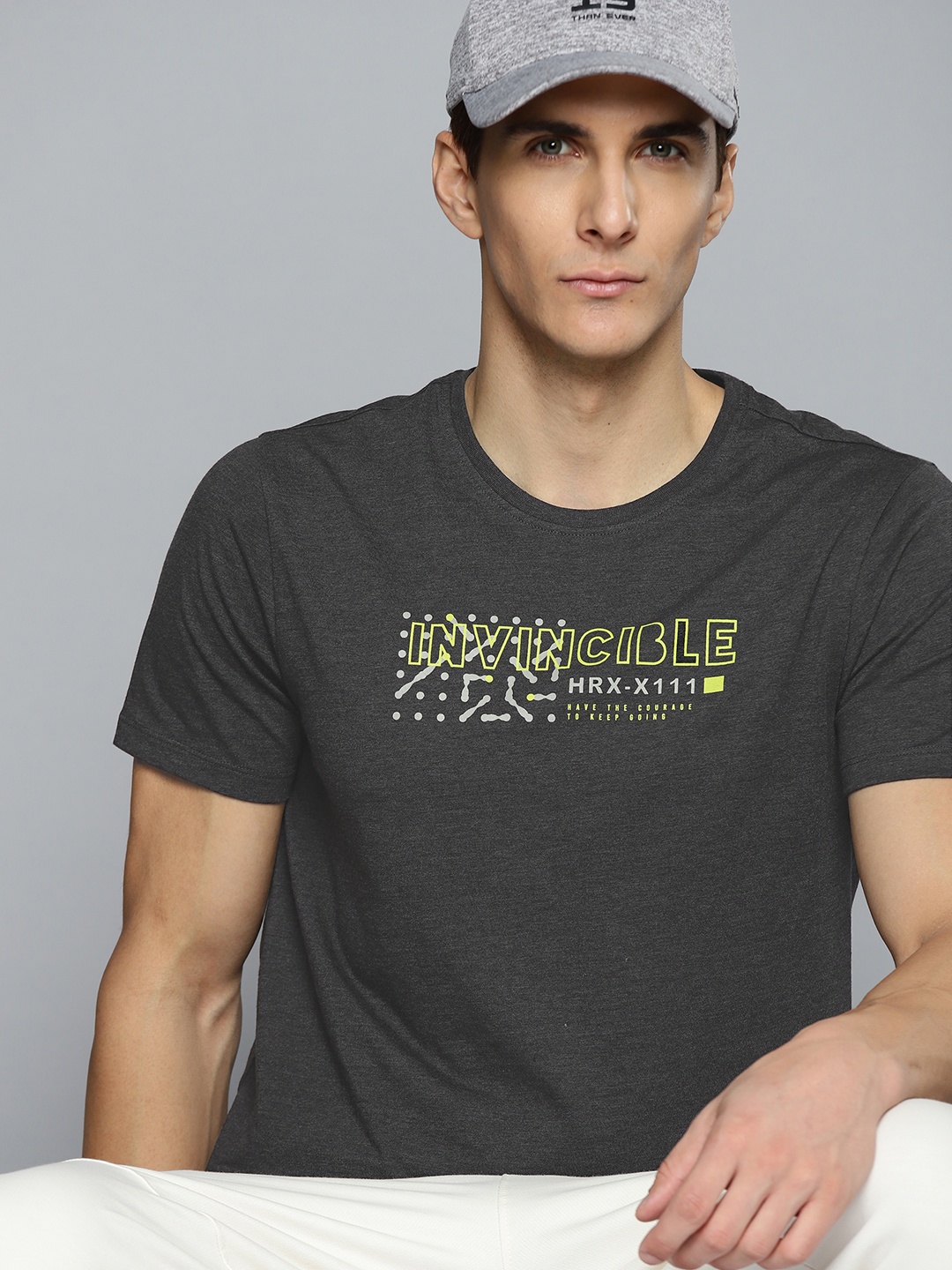 

HRX By Hrithik Roshan Lifestyle Men Black Mel Bio-Wash Typography Tshirts, Charcoal