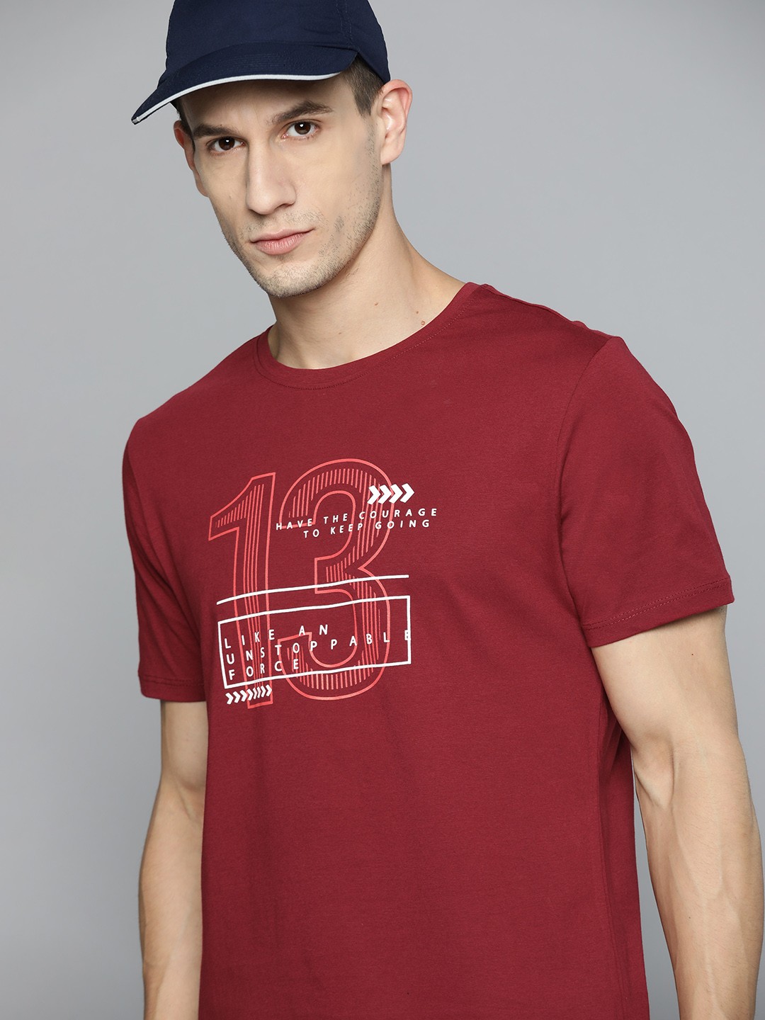 

HRX By Hrithik Roshan Lifestyle Men Marron Bio-Wash Typography T-shirts, Maroon