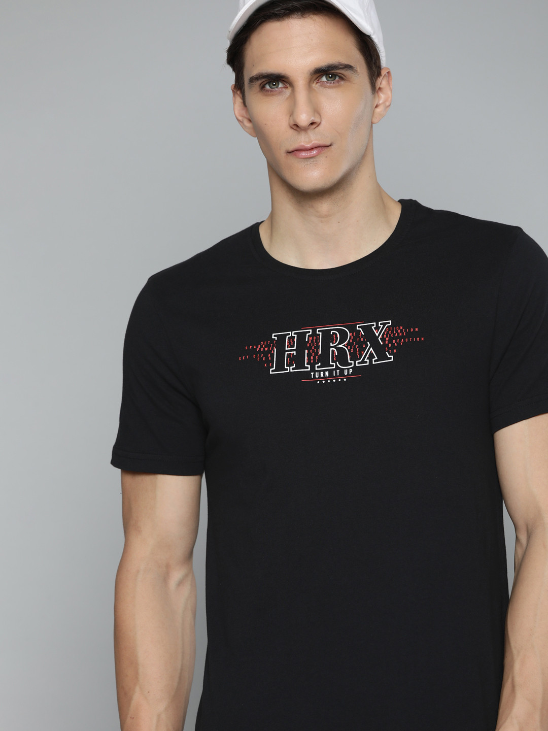 

HRX By Hrithik Roshan Lifestyle Men Jet Black Bio-Wash Brand Carrier Tshirts