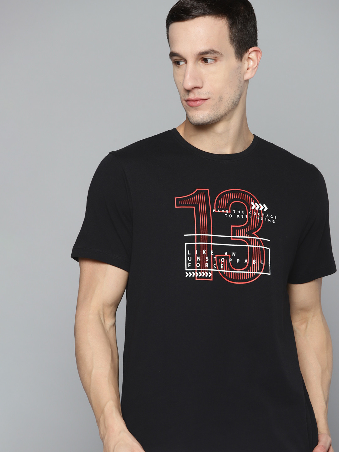 

HRX By Hrithik Roshan Lifestyle Men Jet Black Bio-Wash Typography Tshirts