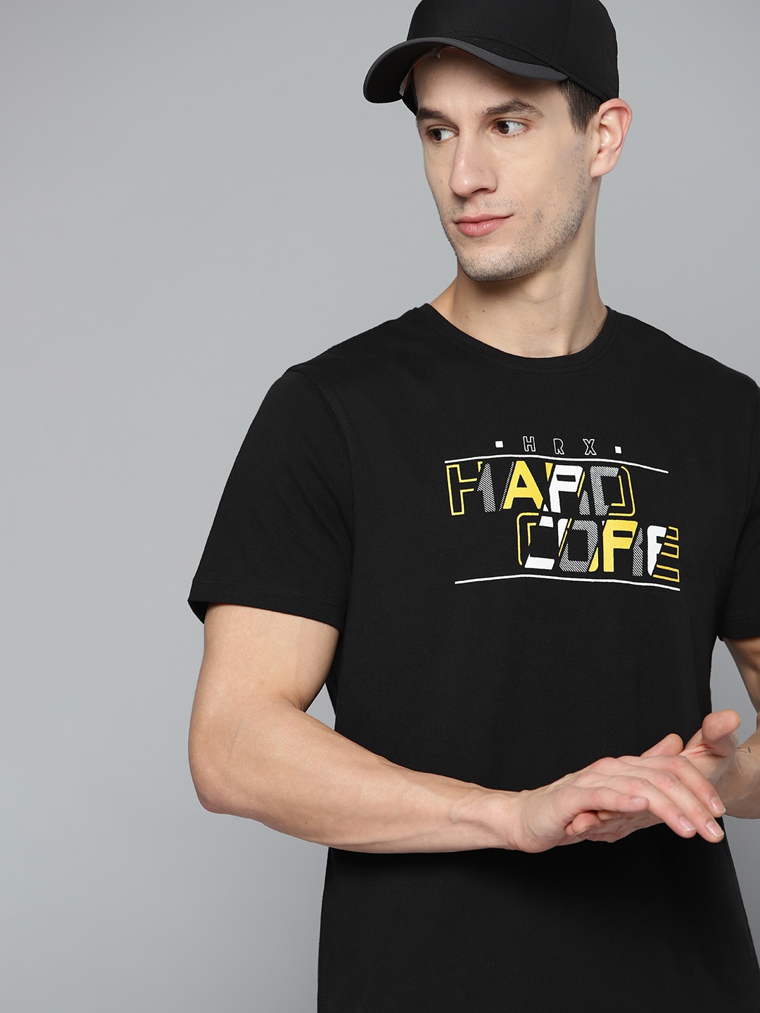 

HRX By Hrithik Roshan Lifestyle Men Jet Black Bio-Wash Typography Tshirts