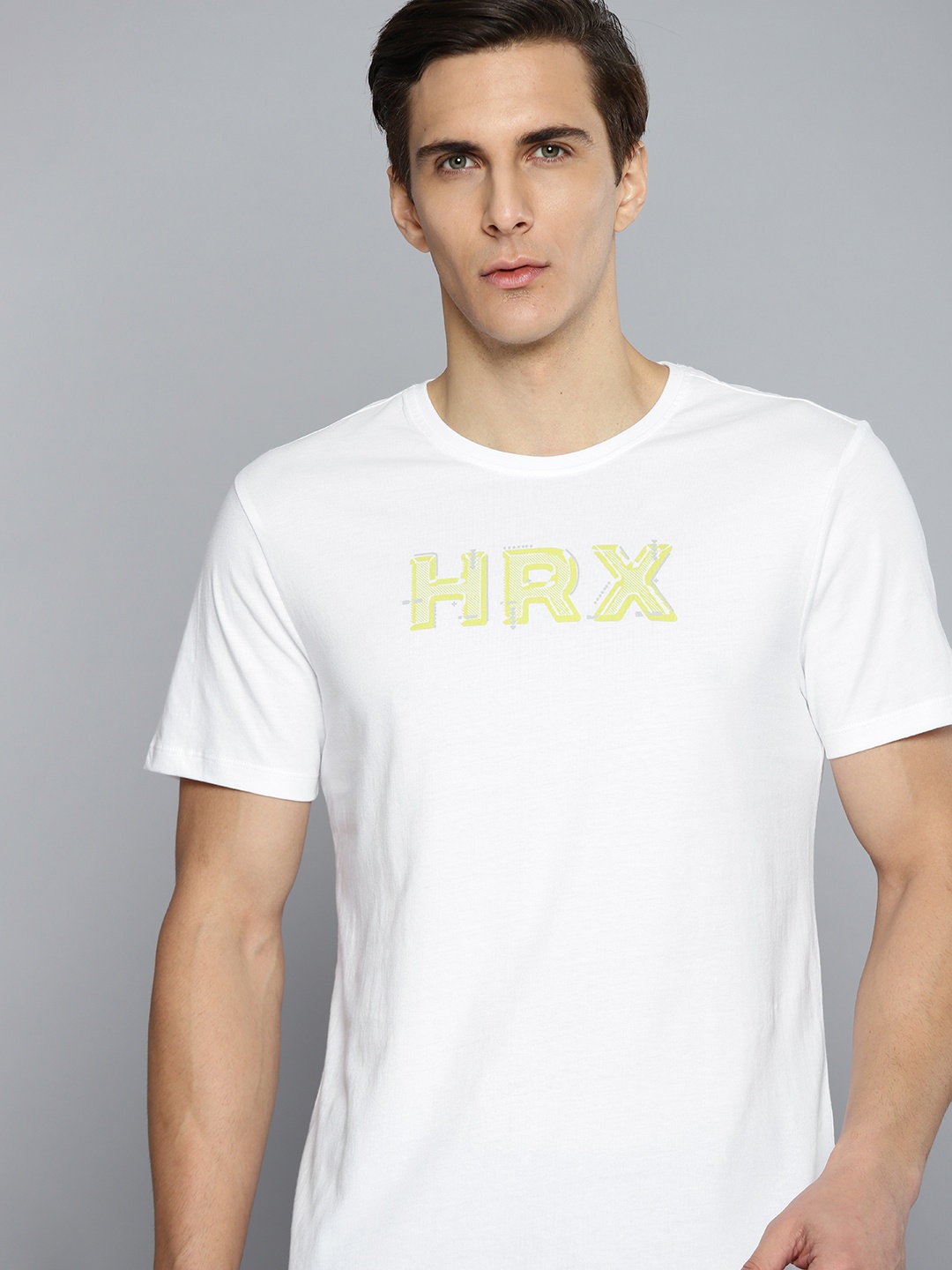 

HRX By Hrithik Roshan Lifestyle Men White Bio-Wash Brand Carrier Pure Cotton T-shirt