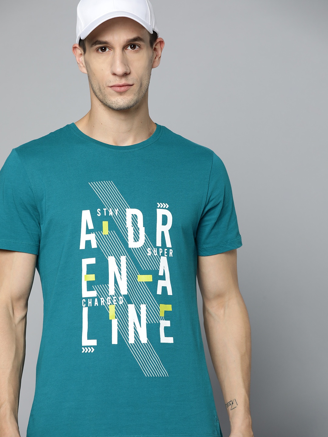 

HRX By Hrithik Roshan Lifestyle Men Petrol Bio-Wash Typography T-shirts, Teal