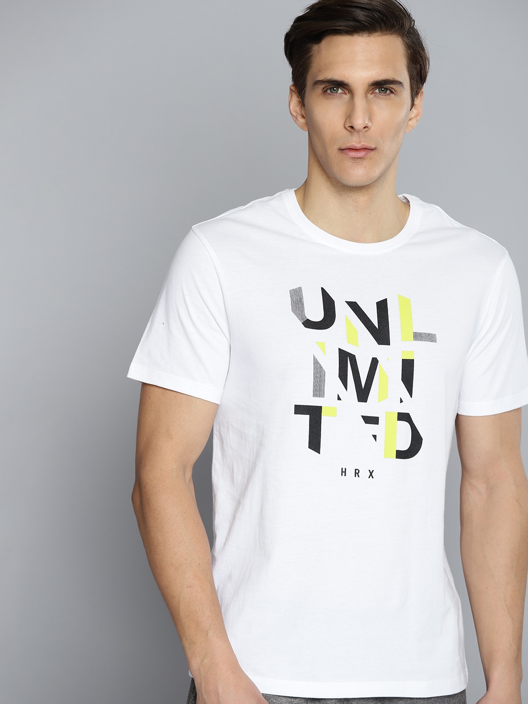 

HRX by Hrithik Roshan Men White Bio-Wash Brand Carrier Tshirt