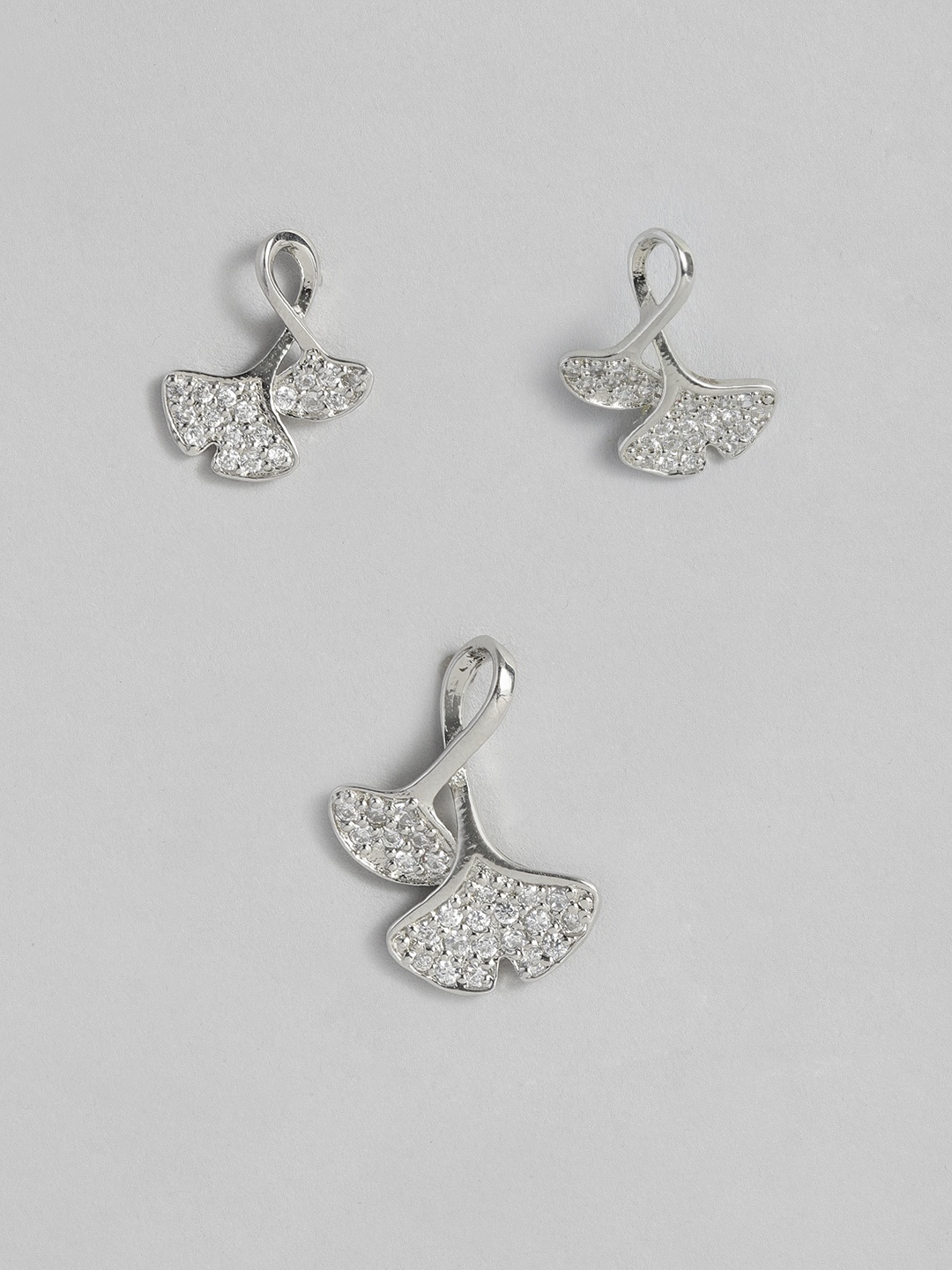 

Onaifa Silver-Plated CZ Studded Pendant & Earring Set