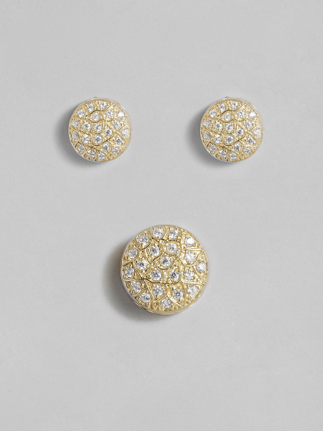 

Onaifa Gold-Plated CZ Studded Pendant & Earring Set