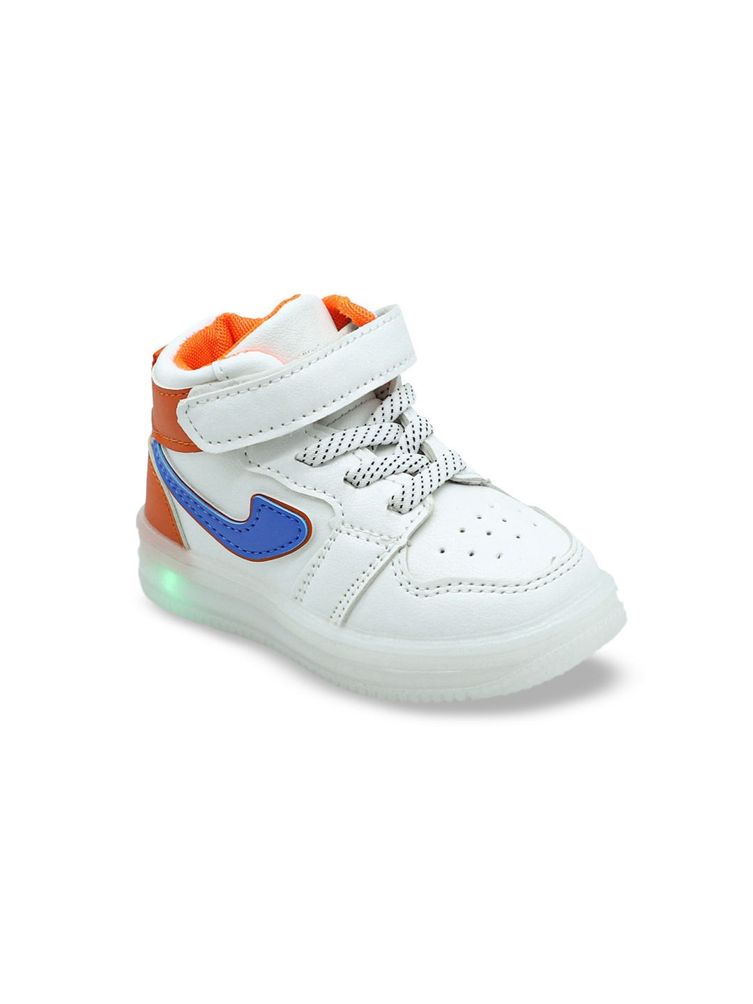 

Hopscotch Unisex Kids White Solid Fixed Lace Led PU Sneakers