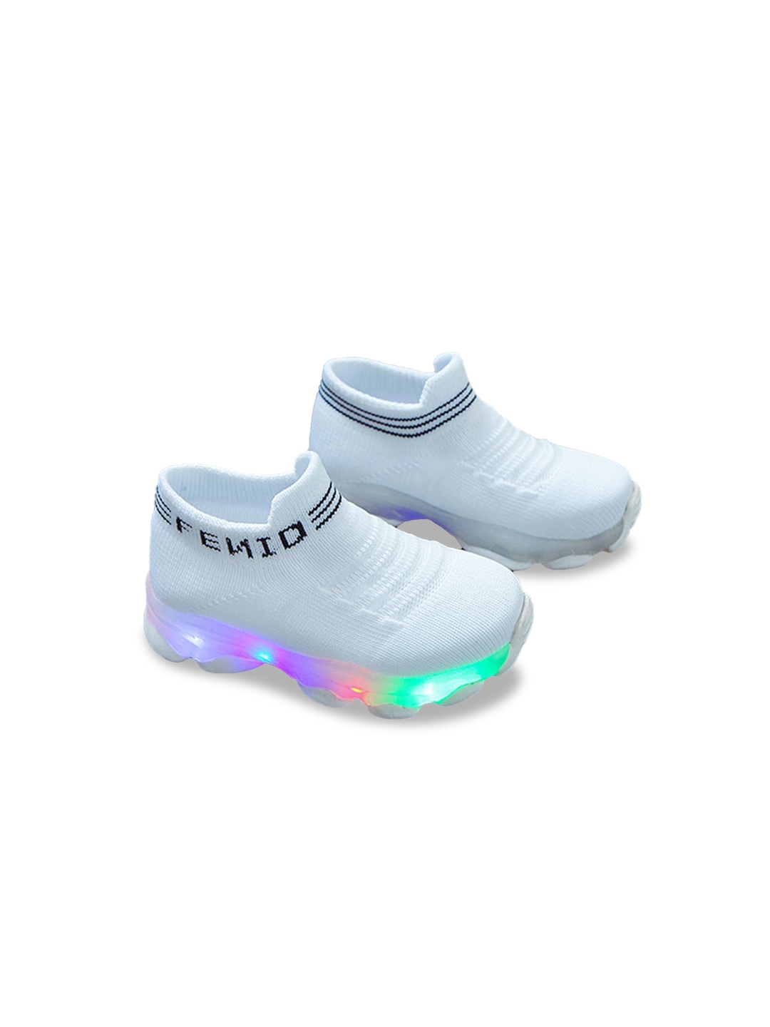 

Hopscotch Unisex Kids White PU LED Slip-On Sneakers