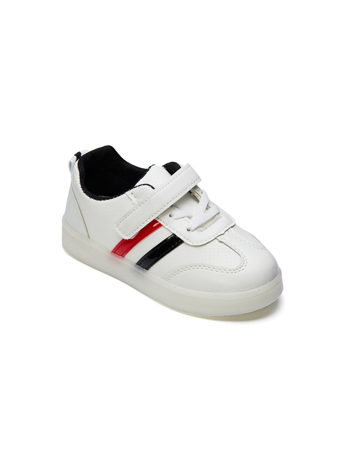 

Hopscotch Boys and Girls PU LED Shoes With Stripes in White Color, UK:7.5 (YGS-1821696)