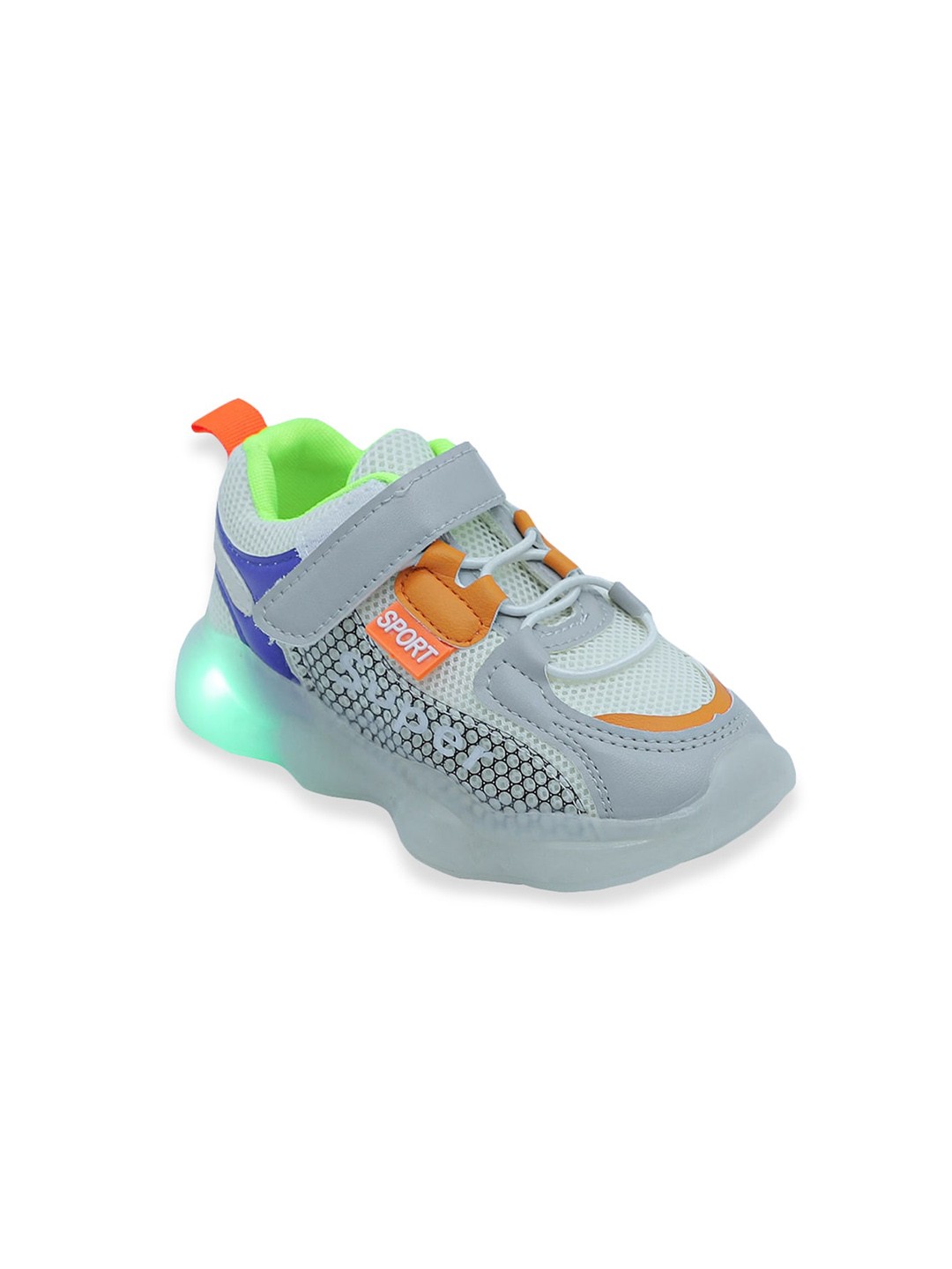 

Hopscotch Unisex Kids Grey PU Casual Led Sneakers